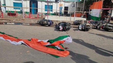 BJP attacked Congress's office at Post Office Chowmuhani, Agartala. TIWN Pic June 26